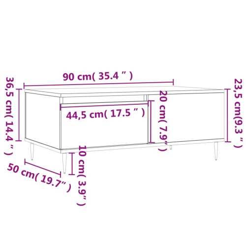 Stolić za kavu bijeli 90 x 50 x 36,5 cm od konstruiranog drva - Bijela 1 Cijena