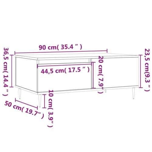 Stolić za kavu boja betona 90x50x36,5 cm konstruirano drvo - Beton siva 1 Cijena
