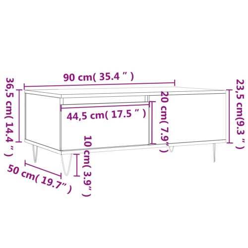 Stolić za kavu boja hrasta 90x50x36,5 cm konstruirano drvo - Dimljeni hrast 1 Cijena