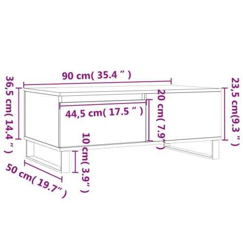 Stolić za kavu smeđa boja hrasta 90x50x36,5cm konstruirano drvo - Smeđi hrast 1 Cijena