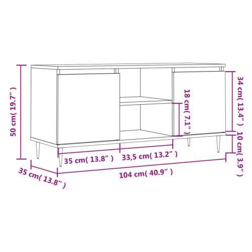 TV ormarić bijeli 104 x 35 x 50 cm od konstruiranog drva - Bijela 1 Cijena