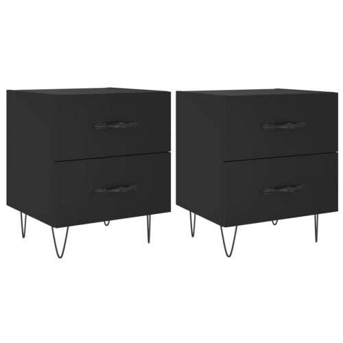Noćni ormarići 2 kom crni 40 x 35 x 47,5 cm konstruirano drvo - Crna 2 Cijena