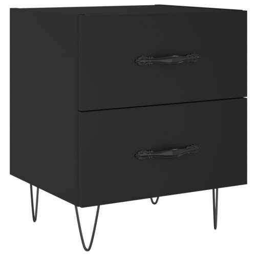 Noćni ormarići 2 kom crni 40 x 35 x 47,5 cm konstruirano drvo - Crna 2 Cijena