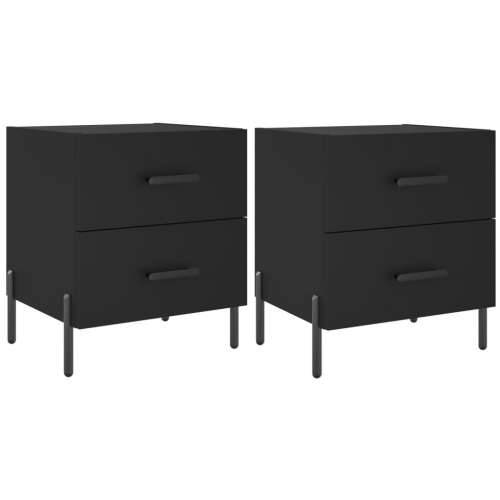 Noćni ormarići 2 kom crni 40 x 35 x 47,5 cm konstruirano drvo - Crna 2 Cijena