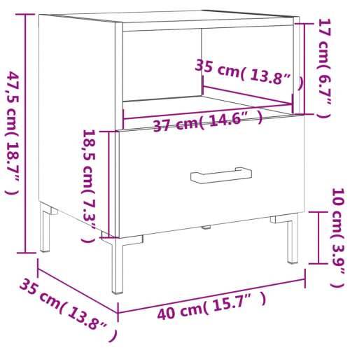 Noćni ormarić boja hrasta 40x35x47,5 cm od konstruiranog drva - Dimljeni hrast 1 Cijena