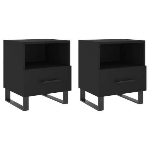 Noćni ormarići 2 kom crni 40 x 35 x 47,5 cm konstruirano drvo - Crna 2 Cijena
