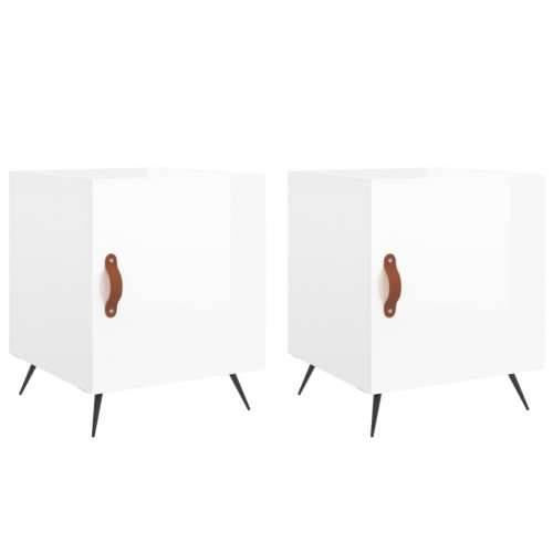 Noćni ormarići 2 kom sjajni bijeli 40x40x50cm konstruirano drvo - Visoko sjajno bijela 2 Cijena