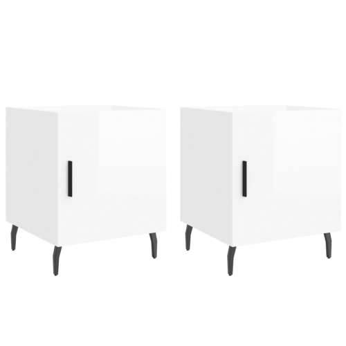 Noćni ormarići 2 kom sjajni bijeli 40x40x50cm konstruirano drvo - Visoko sjajno bijela 2 Cijena