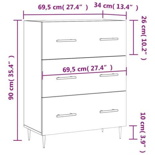 Komoda sjajna bijela 69,5x34x90 cm od konstruiranog drva - Visoko sjajno bijela 1 Cijena