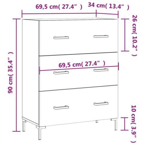 Komoda bijela 69,5x34x90 cm od konstruiranog drva - Bijela 1 Cijena