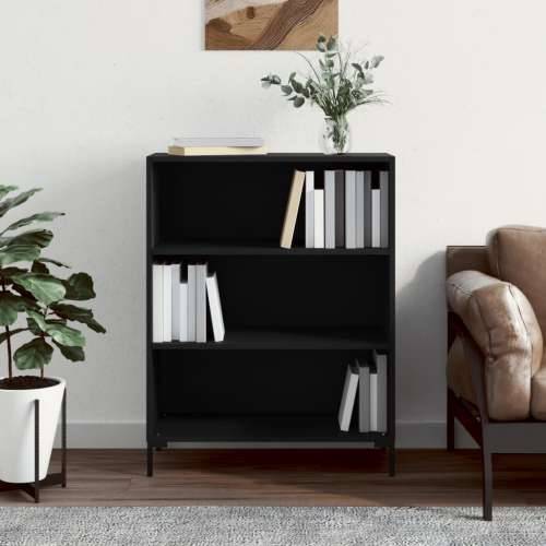 Regal za knjige crni 69,5 x 32,5 x 90 cm konstruirano drvo - Crna 1 Cijena