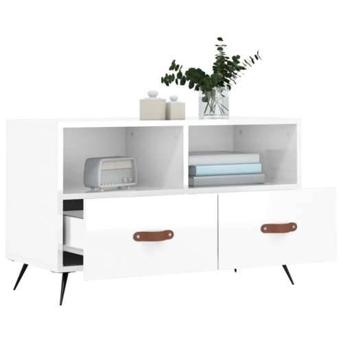 TV ormarić sjajni bijeli 80 x 36 x 50 cm od konstruiranog drva - Visoko sjajno bijela 1 Cijena