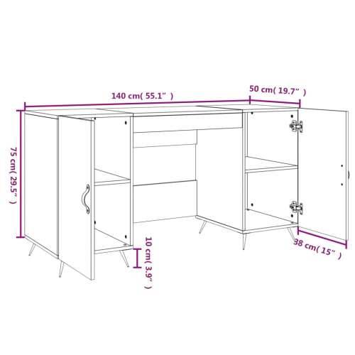 Radni stol boja betona 140 x 50 x 75 cm od konstruiranog drva - Beton siva Cijena