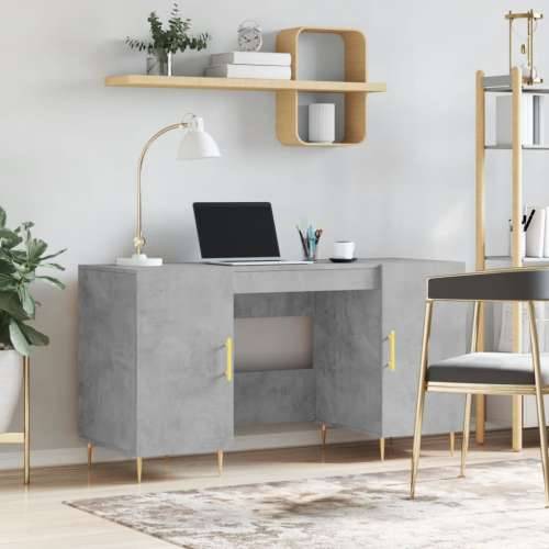 Radni stol boja betona 140 x 50 x 75 cm od konstruiranog drva - Beton siva Cijena