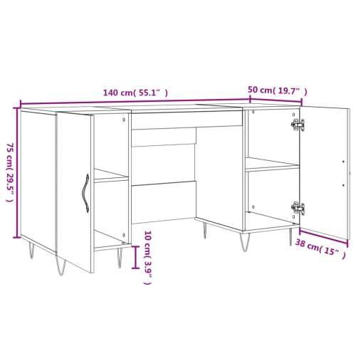 Radni stol boja betona 140 x 50 x 75 cm od konstruiranog drva - Beton siva Cijena