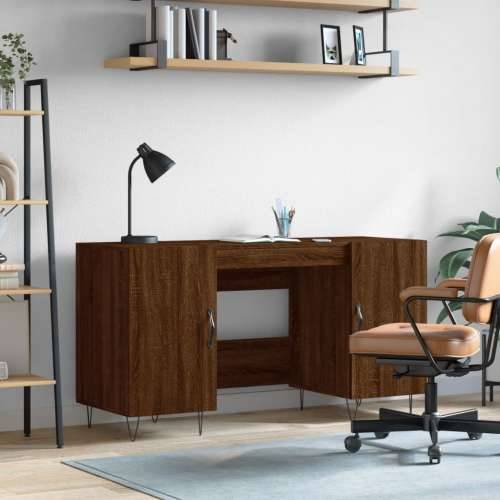 Radni stol smeđa boja hrasta 140 x 50 x 75 cm konstruirano drvo - Smeđi hrast Cijena