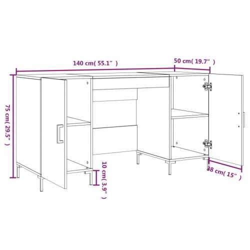 Radni stol boja dimljenog hrasta 140x50x75 cm konstruirano drvo - Dimljeni hrast Cijena