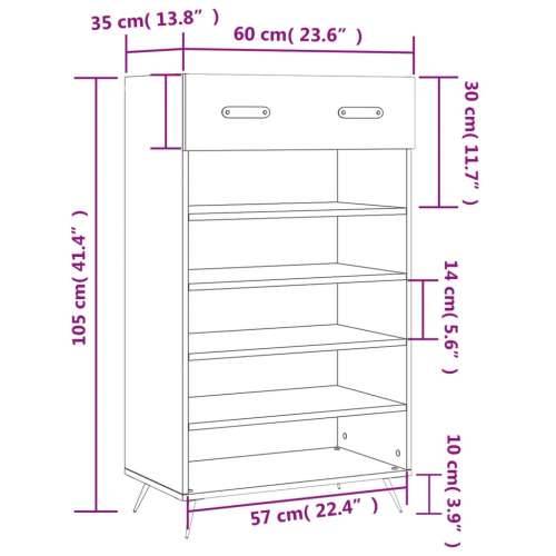 Ormarić za cipele crni 60 x 35 x 105 cm od konstruiranog drva - Crna 1 Cijena