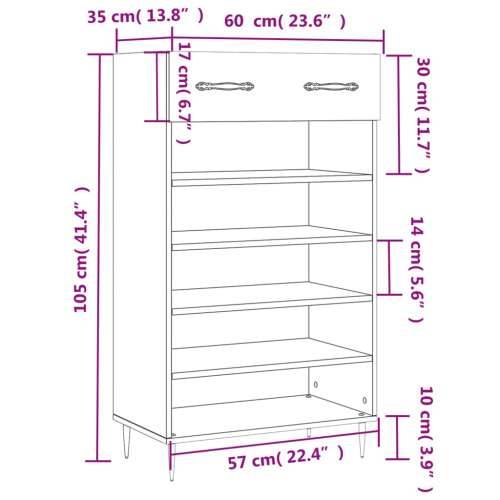 Ormarić za cipele crni 60 x 35 x 105 cm od konstruiranog drva - Crna 1 Cijena