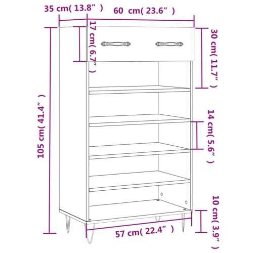 Ormarić za cipele crni 60 x 35 x 105 cm od konstruiranog drva - Crna 1 Cijena