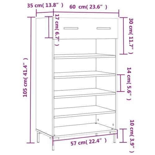 Ormarić za cipele boja betona 60x35x105 cm konstruirano drvo - Beton siva 1 Cijena