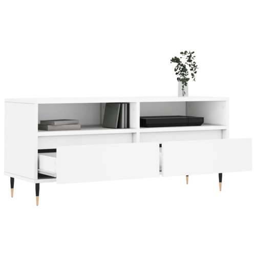 TV ormarić bijeli 100 x 34,5 x 44,5 cm od konstruiranog drva - Bijela 1 Cijena