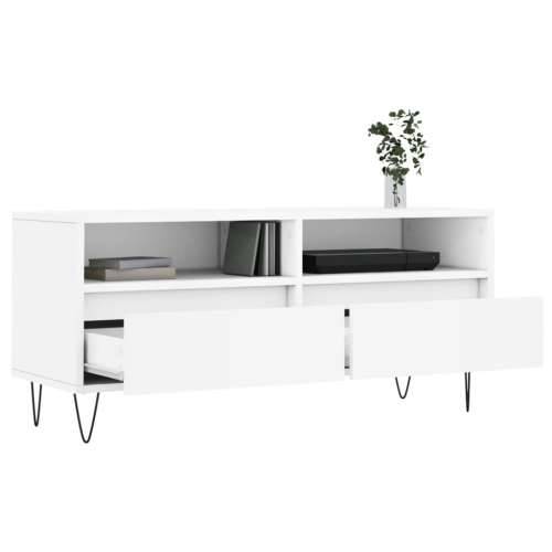 TV ormarić bijeli 100 x 34,5 x 44,5 cm od konstruiranog drva - Bijela 1 Cijena