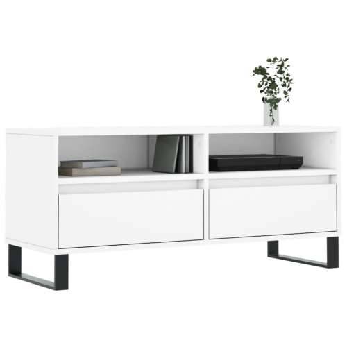 TV ormarić bijeli 100 x 34,5 x 44,5 cm od konstruiranog drva - Bijela 1 Cijena