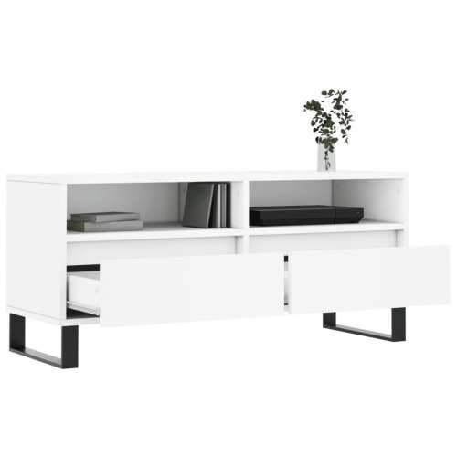 TV ormarić bijeli 100 x 34,5 x 44,5 cm od konstruiranog drva - Bijela 1 Cijena