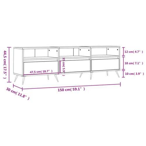 TV ormarić bijeli 150x30x44,5 cm od konstruiranog drva - Bijela 1 Cijena
