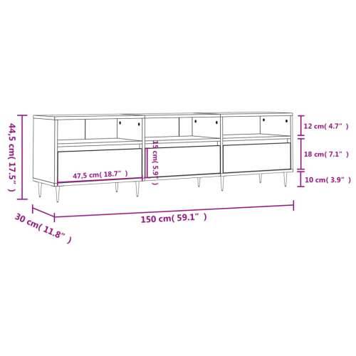 TV ormarić boja betona 150x30x44,5 cm od konstruiranog drva - Beton siva 1 Cijena