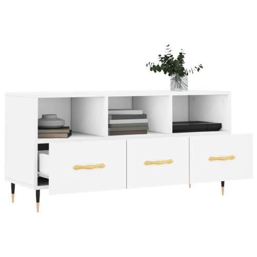 TV ormarić bijeli 102 x 36 x 50 cm od konstruiranog drva - Bijela 1 Cijena