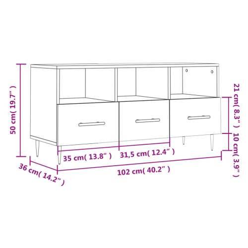 TV ormarić boja dimljenog hrasta 102x36x50 cm konstruirano drvo - Dimljeni hrast 1 Cijena