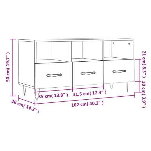 TV ormarić boja betona 102 x 36 x 50 cm od konstruiranog drva - Beton siva 1 Cijena