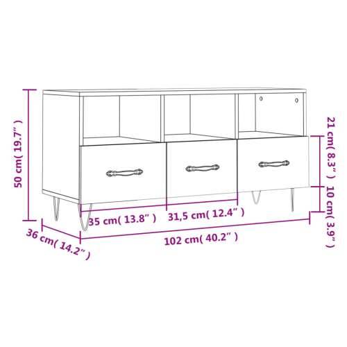 TV ormarić boja dimljenog hrasta 102x36x50 cm konstruirano drvo - Dimljeni hrast 1 Cijena
