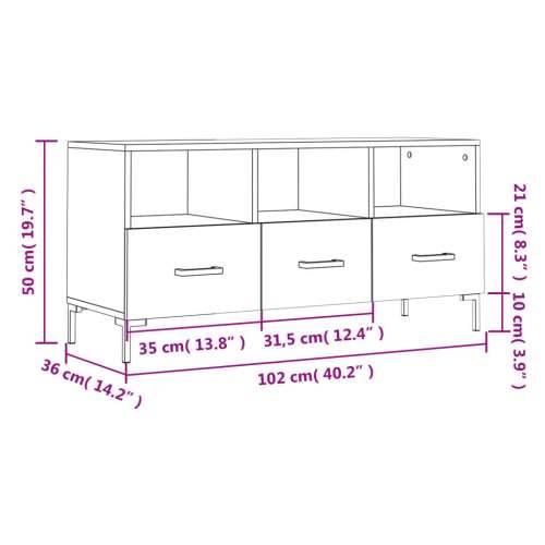 TV ormarić crni 102 x 36 x 50 cm od konstruiranog drva - Crna 1 Cijena