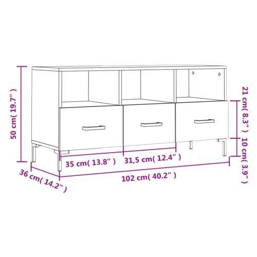 TV ormarić boja hrasta sonome 102x36x50 cm konstruirano drvo - Sivi hrast sonoma 1 Cijena
