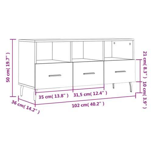 TV ormarić crni 102 x 36 x 50 cm od konstruiranog drva - Crna 1 Cijena