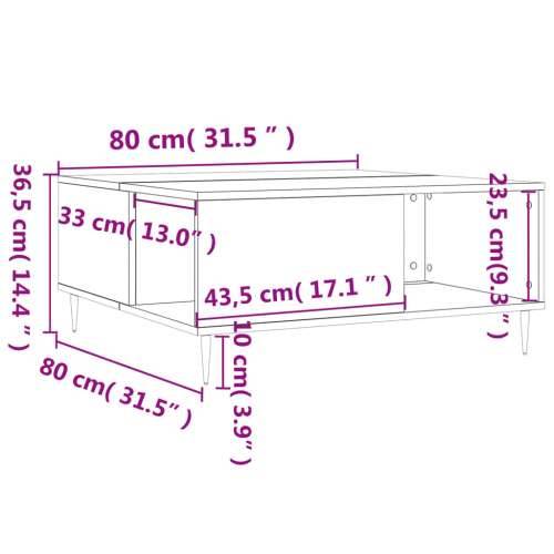 Stolić za kavu boja sivog hrasta 80x80x36,5cm konstruirano drvo - Sivi hrast sonoma 1 Cijena