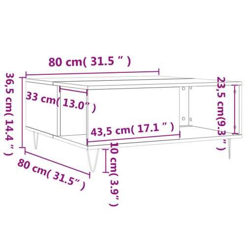 Stolić za kavu boja hrasta 80x80x36,5 cm konstruirano drvo - sonoma hrast 1 Cijena