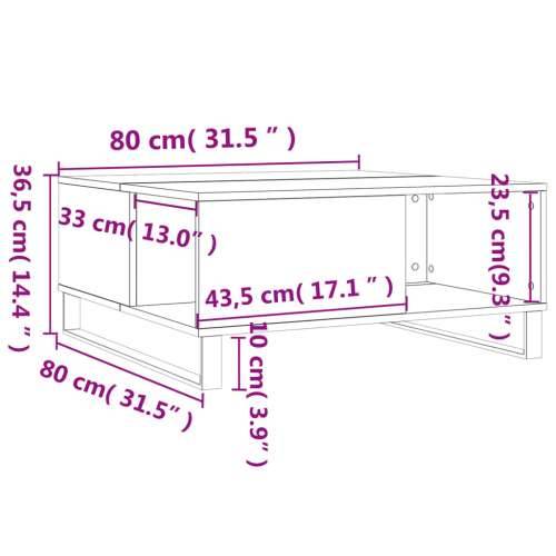 Stolić za kavu boja hrasta 80 x 80 x 36,5 cm konstruirano drvo - Dimljeni hrast 1 Cijena