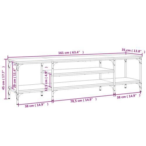 TV ormarić boja hrasta sonome 161x35x45 cm od drva i željeza - Sivi hrast sonoma 1 161 cm Cijena