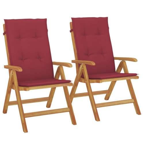 Nagibne vrtne stolice s jastucima 2 kom od masivne tikovine - boja crnog vina 120 x 50 x 3 cm 2 Cijena