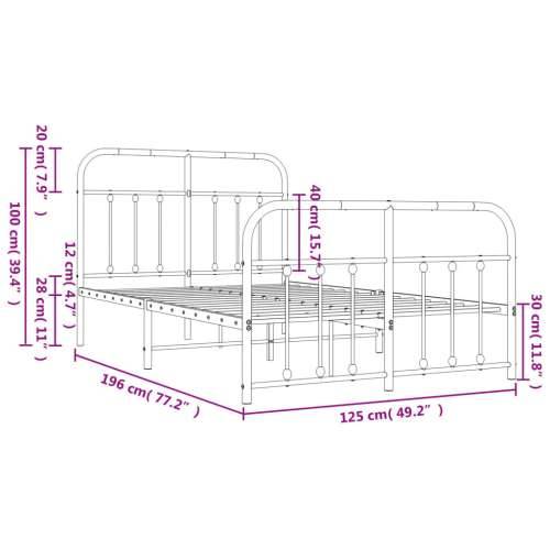 Metalni okvir kreveta uzglavlje i podnožje crni 120x190 cm - Crna 120 x 190 cm s uzglavljem i podnožjem Cijena