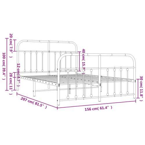 Metalni okvir kreveta uzglavlje i podnožje bijeli 150 x 200 cm Cijena