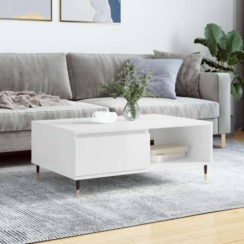 Stolić za kavu sjajni bijeli 90 x 60 x 35 cm konstruirano drvo - Visoko sjajno bijela 1 Cijena