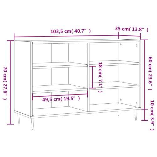 Komoda crna 103,5 x 35 x 70 cm od konstruiranog drva - Crna 1 Cijena