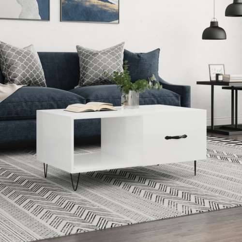 Stolić za kavu sjajni bijeli 90 x 50 x 40 cm konstruirano drvo - Visoko sjajno bijela 1 Cijena
