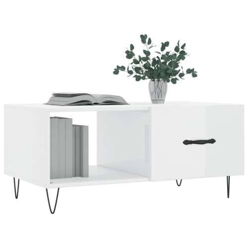 Stolić za kavu sjajni bijeli 90 x 50 x 40 cm konstruirano drvo - Visoko sjajno bijela 1 Cijena