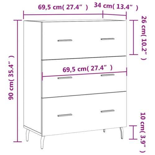Komoda boja hrasta sonome 69,5 x 34 x 90 cm konstruirano drvo - Sivi hrast sonoma 1 Cijena